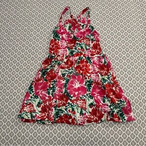 Vineyard Vines Dress 16 Silk Blend V-Neck Fit Flare Mini Floral Sleeveless Bow